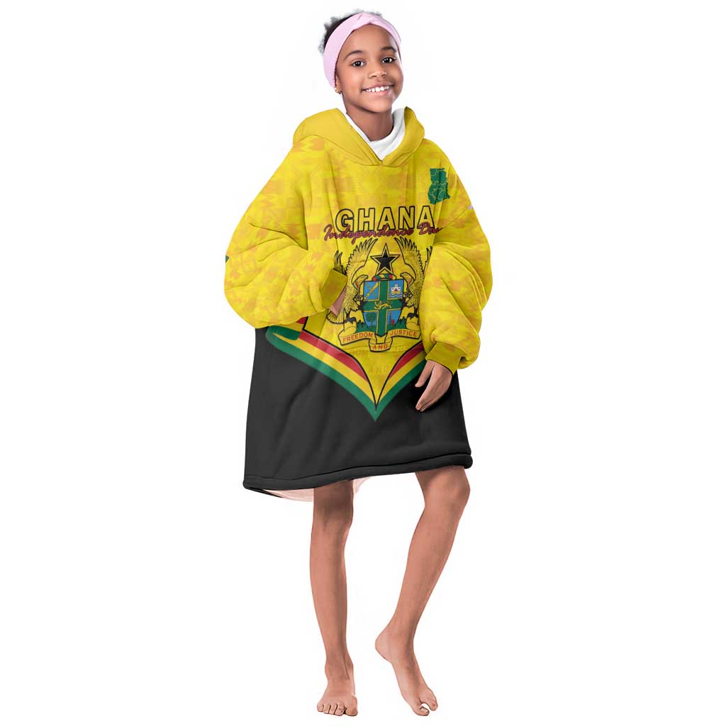Personalised Afro Ghana Kid Wearable Blanket Hoodie 68th Anniversary Independence