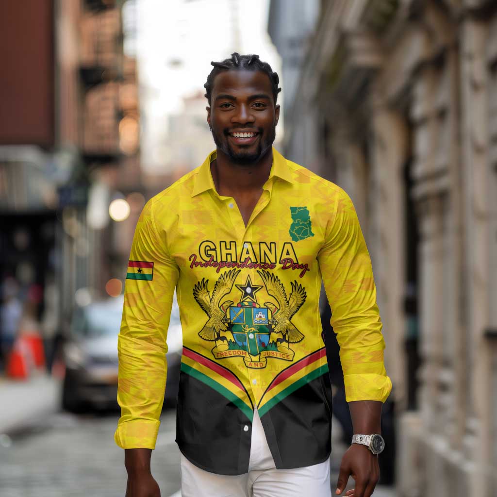 Personalised Afro Ghana Long Sleeve Button Shirt 68th Anniversary Independence