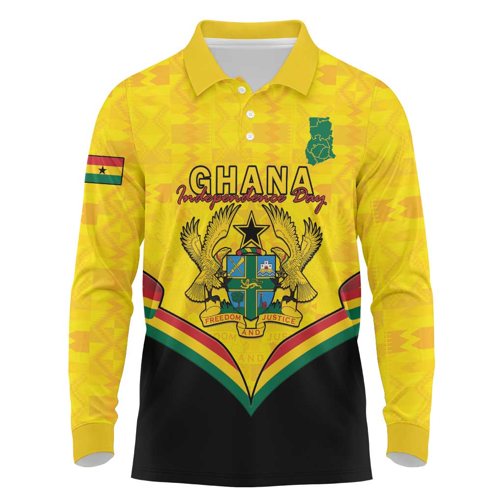 Personalised Afro Ghana Long Sleeve Polo Shirt 68th Anniversary Independence