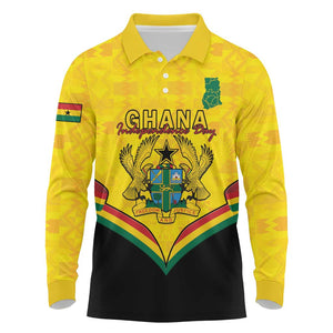 Personalised Afro Ghana Long Sleeve Polo Shirt 68th Anniversary Independence
