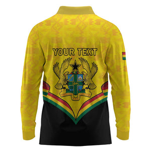 Personalised Afro Ghana Long Sleeve Polo Shirt 68th Anniversary Independence