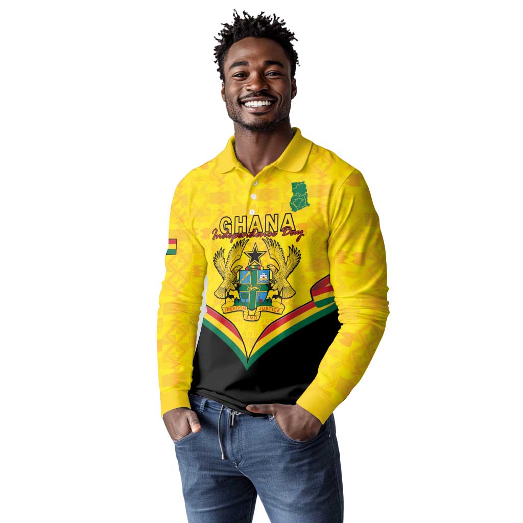 Personalised Afro Ghana Long Sleeve Polo Shirt 68th Anniversary Independence