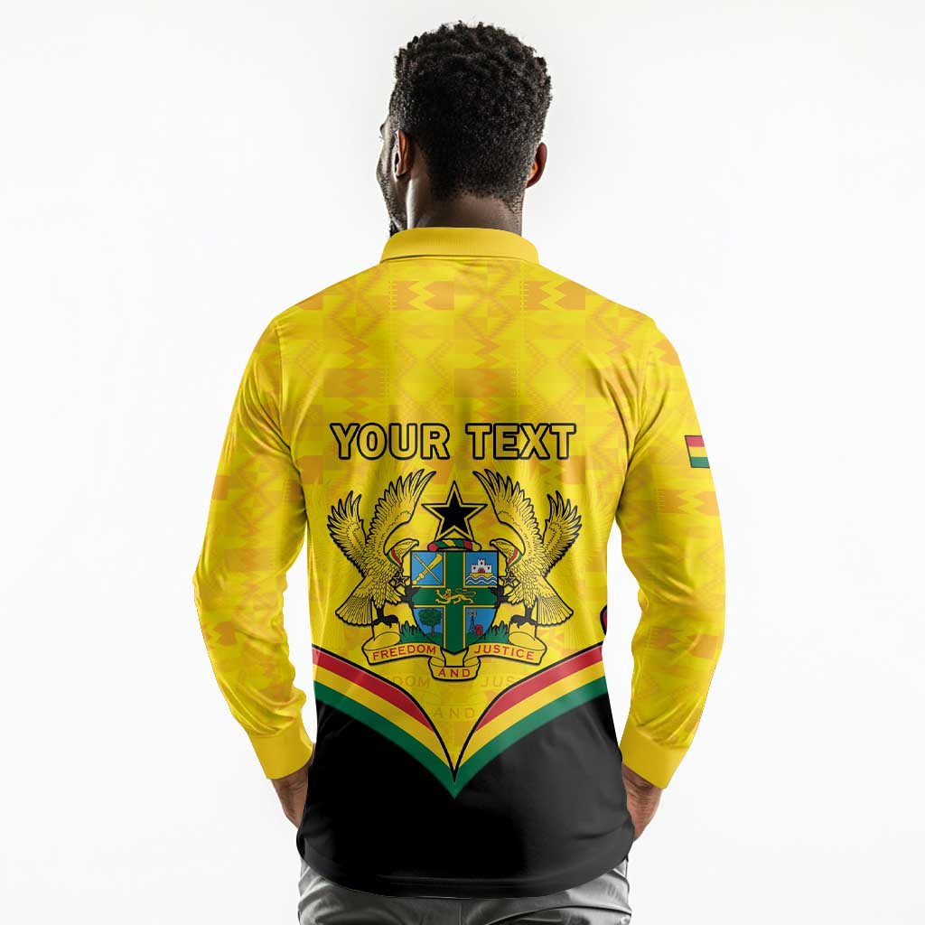 Personalised Afro Ghana Long Sleeve Polo Shirt 68th Anniversary Independence