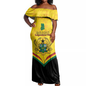 Personalised Afro Ghana Off Shoulder Maxi Dress 68th Anniversary Independence