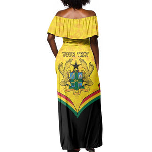 Personalised Afro Ghana Off Shoulder Maxi Dress 68th Anniversary Independence