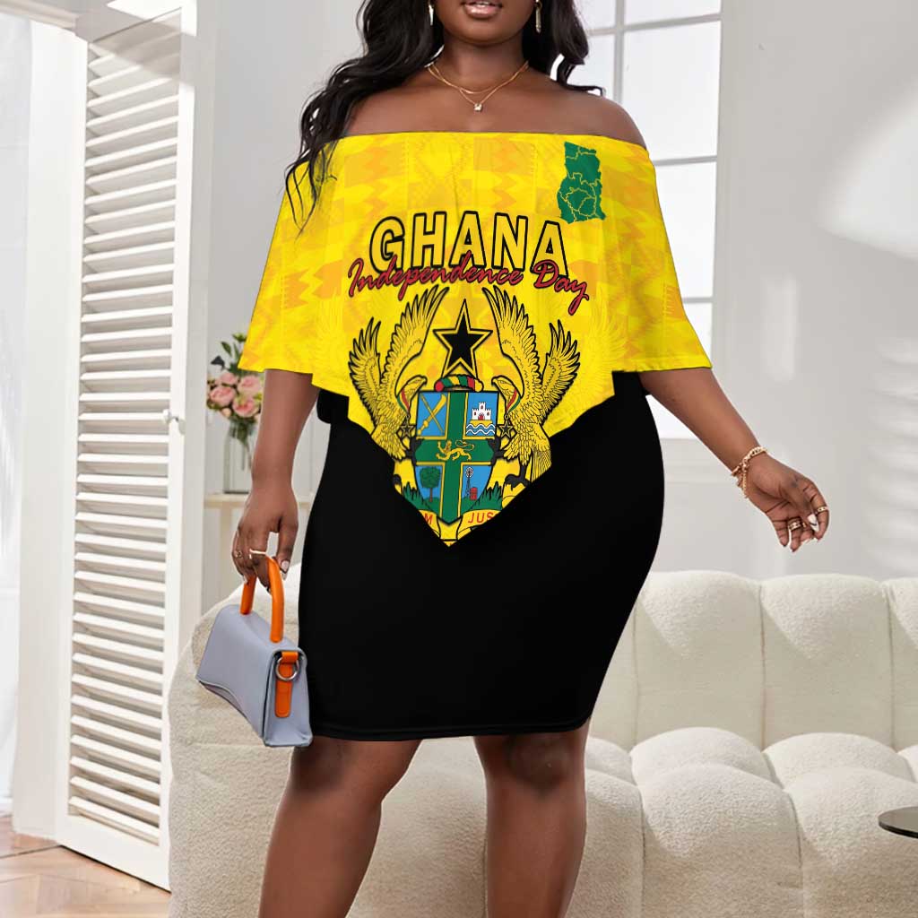 Personalised Afro Ghana Off Shoulder Short Dress 68th Anniversary Independence