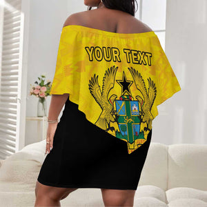 Personalised Afro Ghana Off Shoulder Short Dress 68th Anniversary Independence