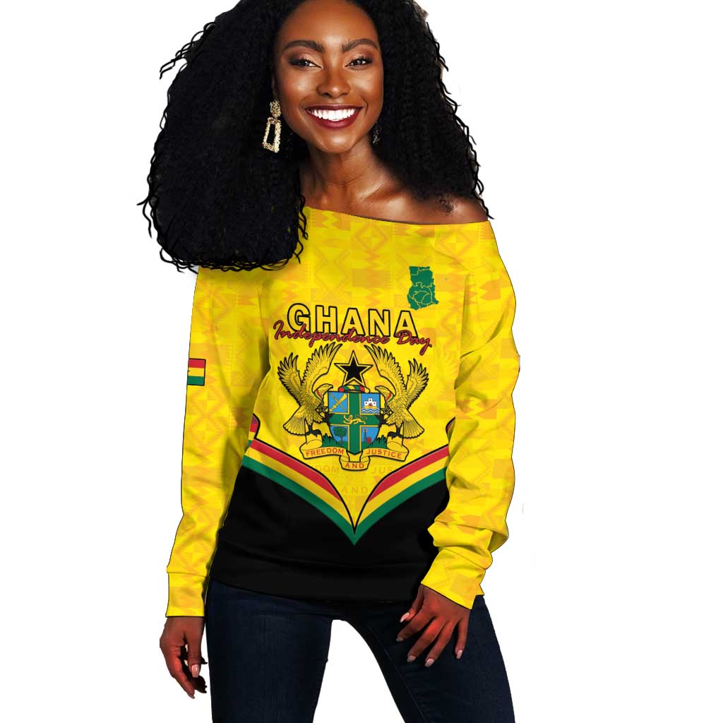 Personalised Afro Ghana Off Shoulder Sweater 68th Anniversary Independence