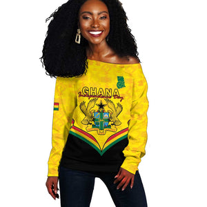 Personalised Afro Ghana Off Shoulder Sweater 68th Anniversary Independence