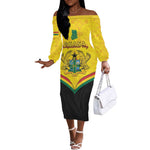 Personalised Afro Ghana Off The Shoulder Long Sleeve Dress 68th Anniversary Independence
