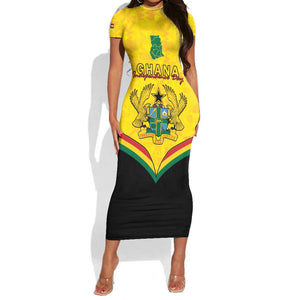 Personalised Afro Ghana Short Sleeve Bodycon Dress 68th Anniversary Independence LT15