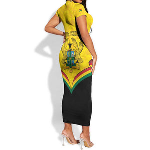 Personalised Afro Ghana Short Sleeve Bodycon Dress 68th Anniversary Independence LT15