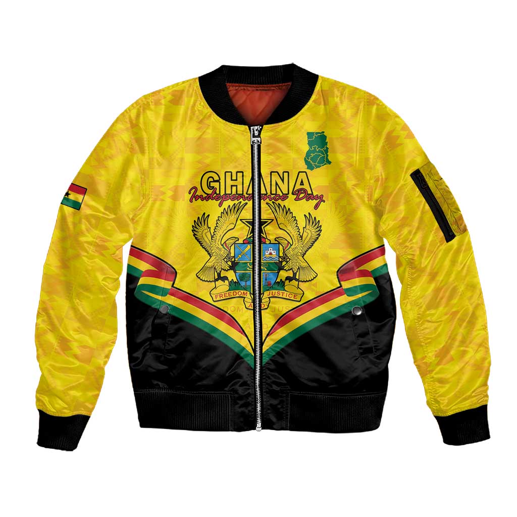 Personalised Afro Ghana Sleeve Zip Bomber Jacket 68th Anniversary Independence