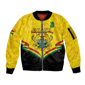 Personalised Afro Ghana Sleeve Zip Bomber Jacket 68th Anniversary Independence