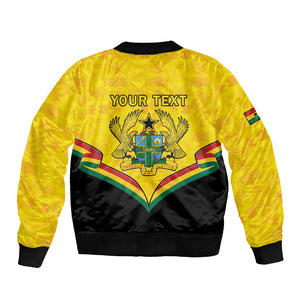 Personalised Afro Ghana Sleeve Zip Bomber Jacket 68th Anniversary Independence