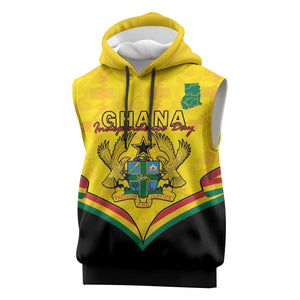 Personalised Afro Ghana Sleeveless Hoodie 68th Anniversary Independence - African Pride