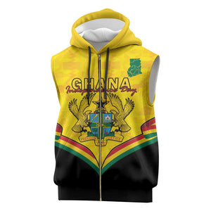 Personalised Afro Ghana Sleeveless Zip Hoodie 68th Anniversary Independence - African Pride