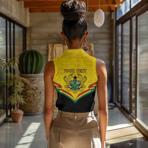 Personalised Afro Ghana Women Sleeveless Polo Shirt 68th Anniversary Independence