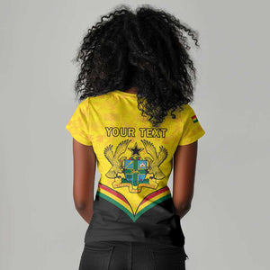 Personalised Afro Ghana Women V-Neck T-Shirt 68th Anniversary Independence