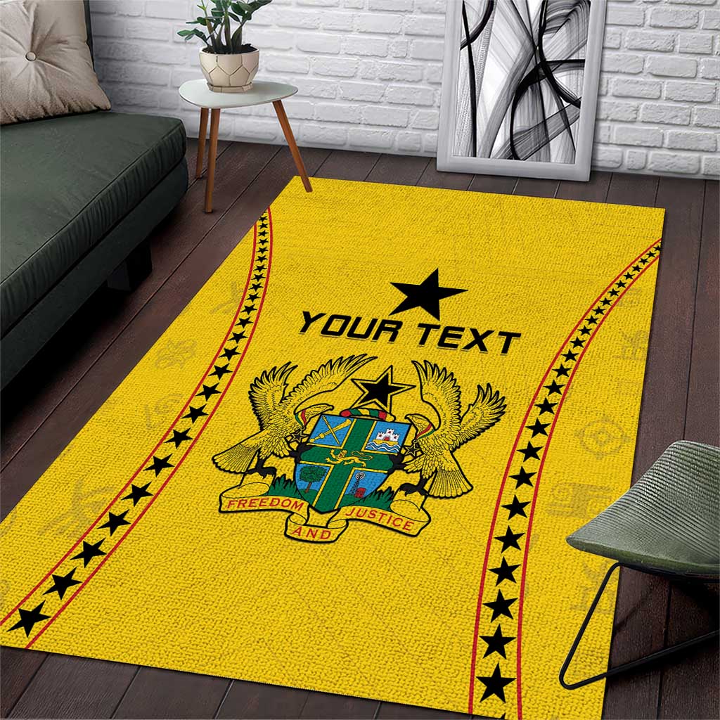 Custom Ghana Football Area Rug Mix Adinkra Pattern