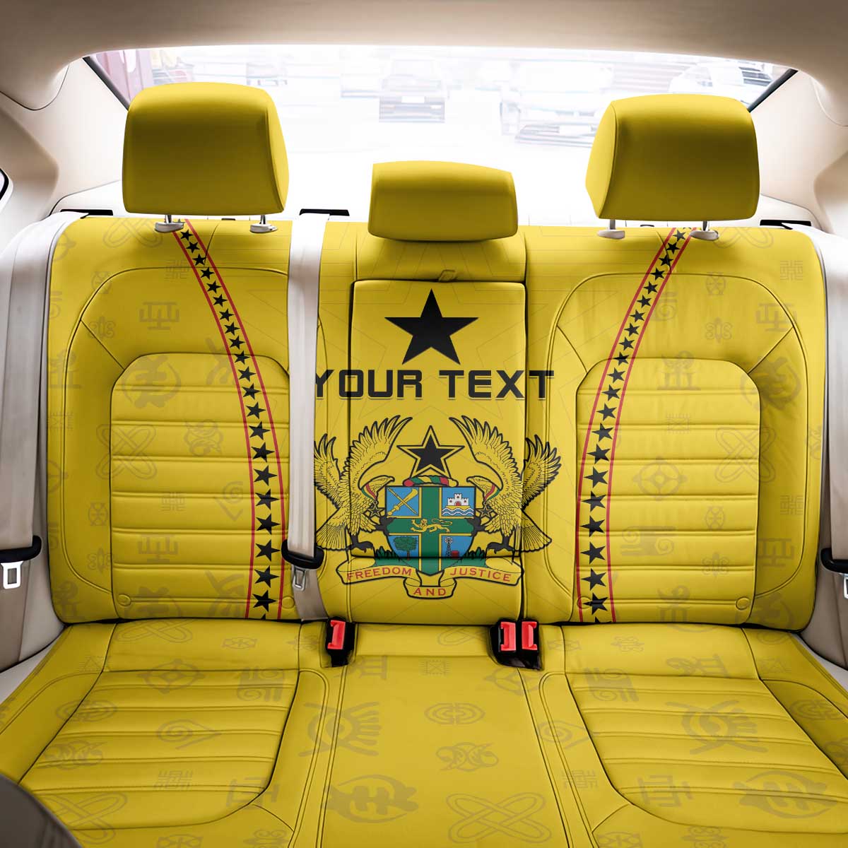 Custom Ghana Football Back Car Seat Cover Mix Adinkra Pattern