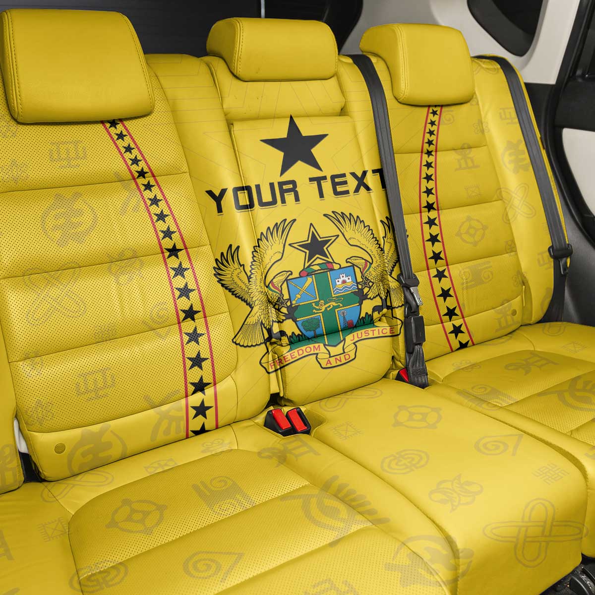 Custom Ghana Football Back Car Seat Cover Mix Adinkra Pattern
