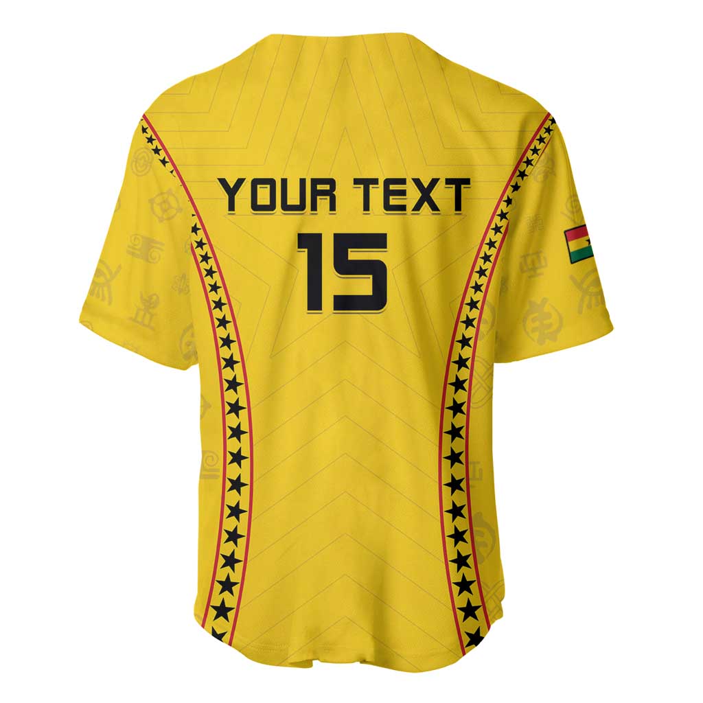 Custom Ghana Football Baseball Jersey Mix Adinkra Pattern