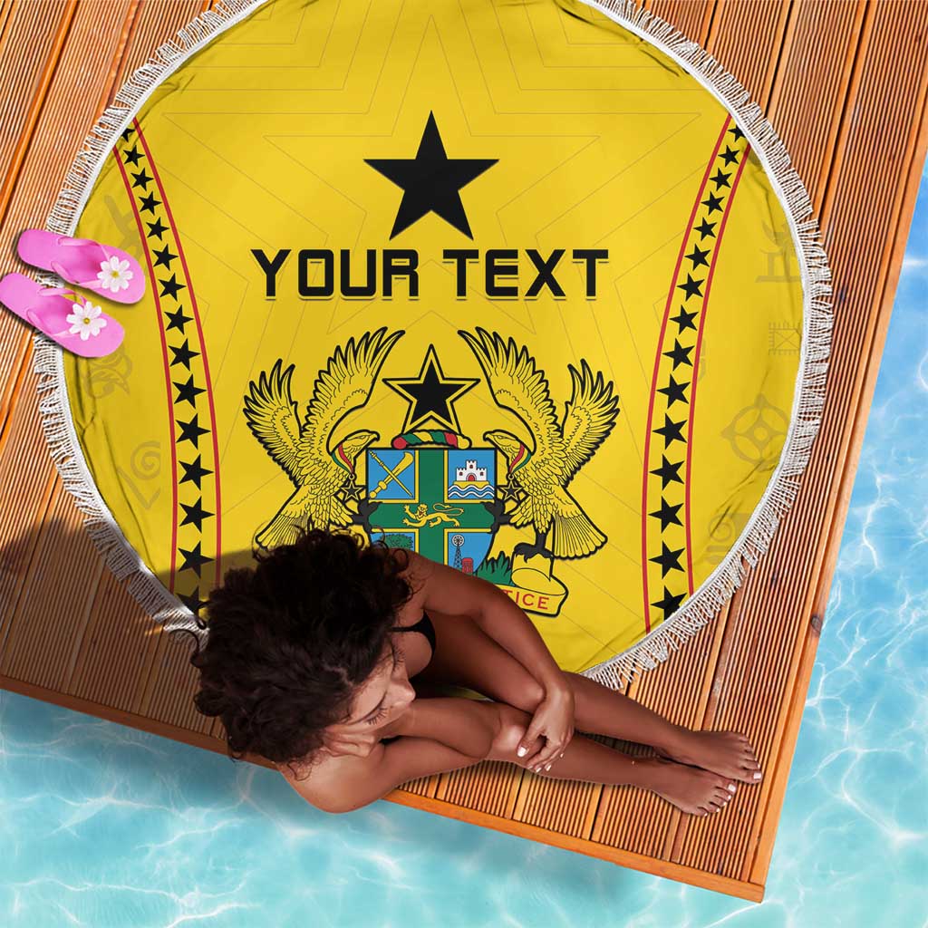 Custom Ghana Football Beach Blanket Mix Adinkra Pattern