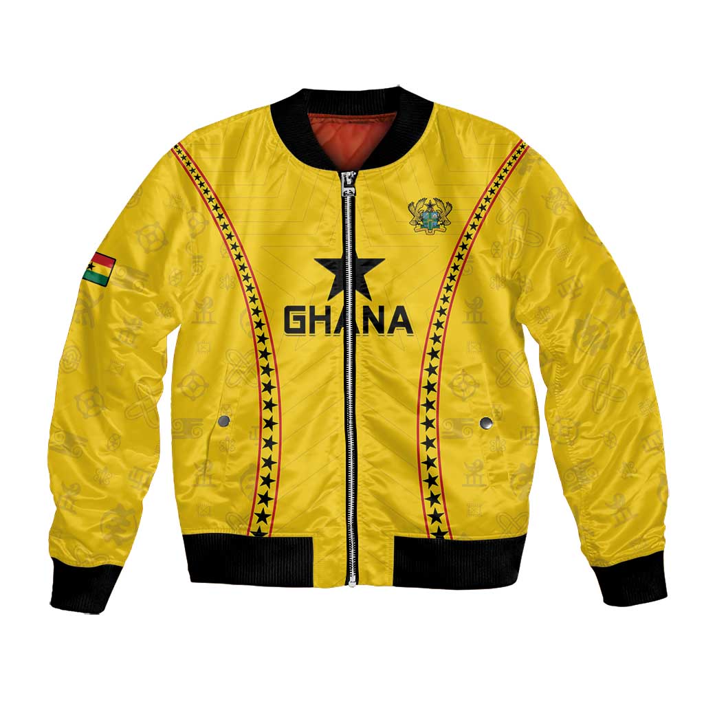 Custom Ghana Football Bomber Jacket Mix Adinkra Pattern