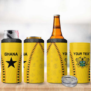 Custom Ghana Football 4 in 1 Can Cooler Tumbler Mix Adinkra Pattern