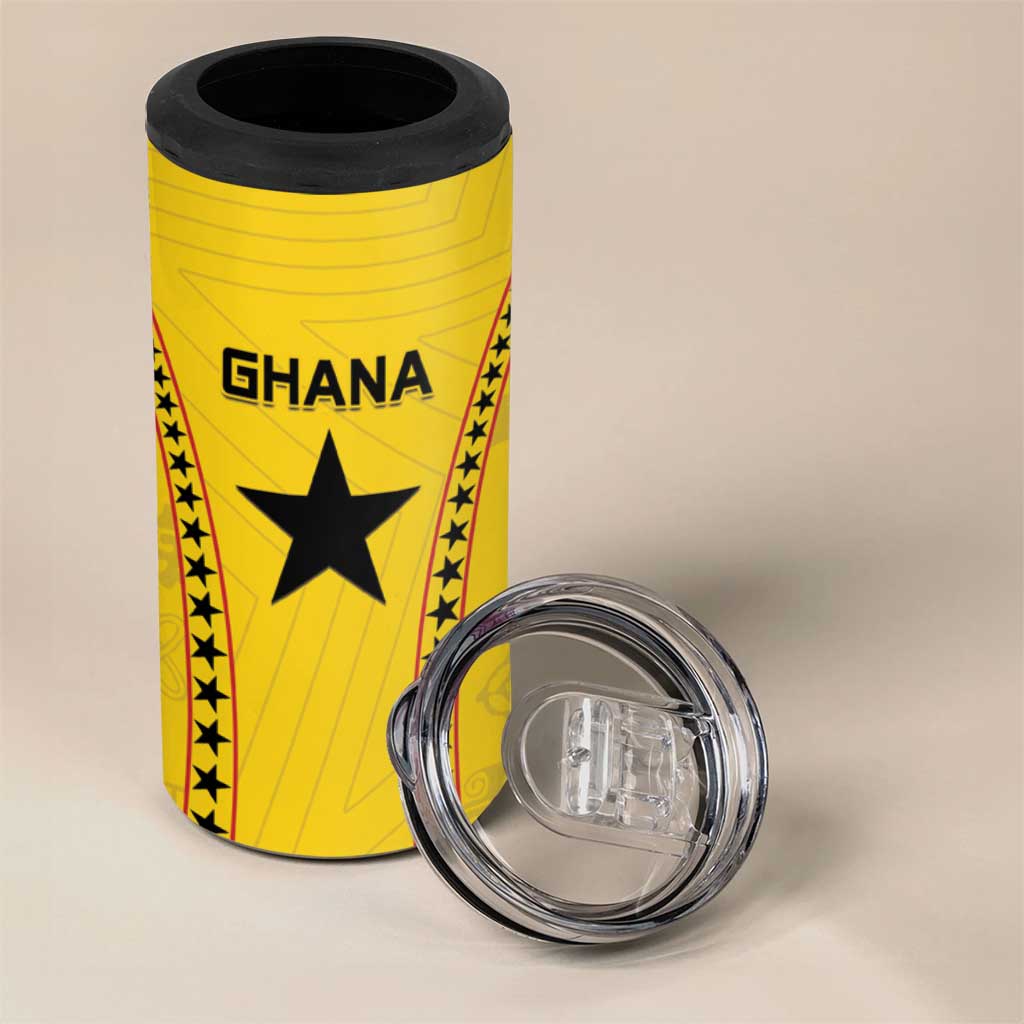 Custom Ghana Football 4 in 1 Can Cooler Tumbler Mix Adinkra Pattern