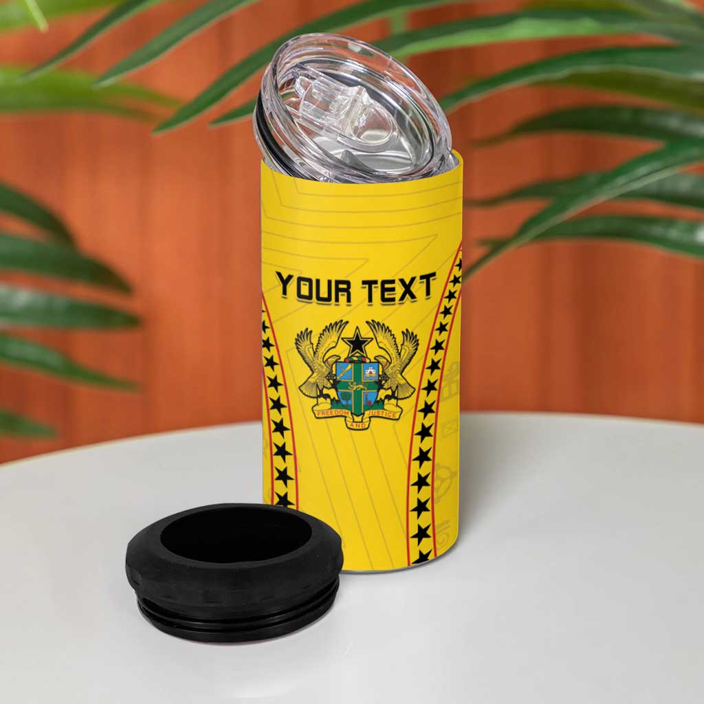 Custom Ghana Football 4 in 1 Can Cooler Tumbler Mix Adinkra Pattern