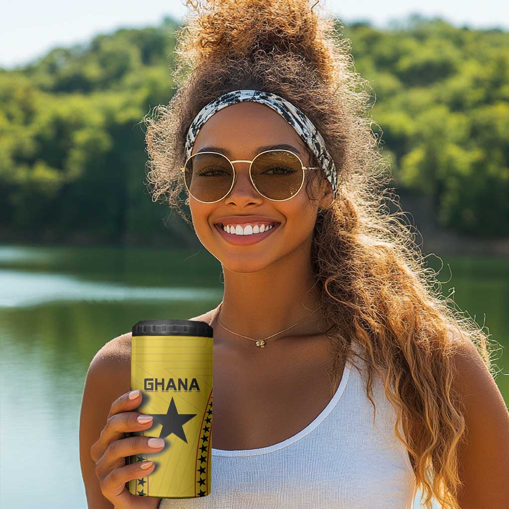 Custom Ghana Football 4 in 1 Can Cooler Tumbler Mix Adinkra Pattern