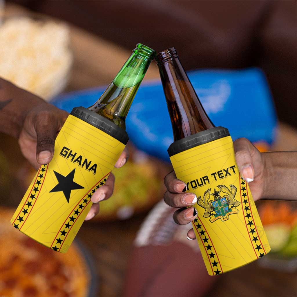 Custom Ghana Football 4 in 1 Can Cooler Tumbler Mix Adinkra Pattern