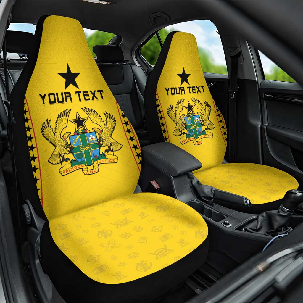 Custom Ghana Football Car Seat Cover Mix Adinkra Pattern