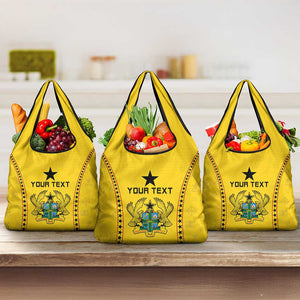 Custom Ghana Football Grocery Bag Mix Adinkra Pattern