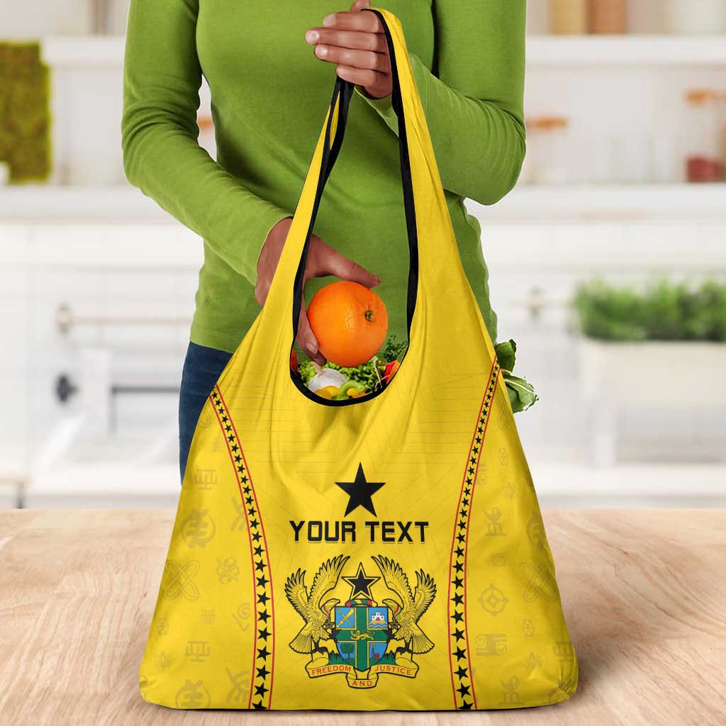 Custom Ghana Football Grocery Bag Mix Adinkra Pattern