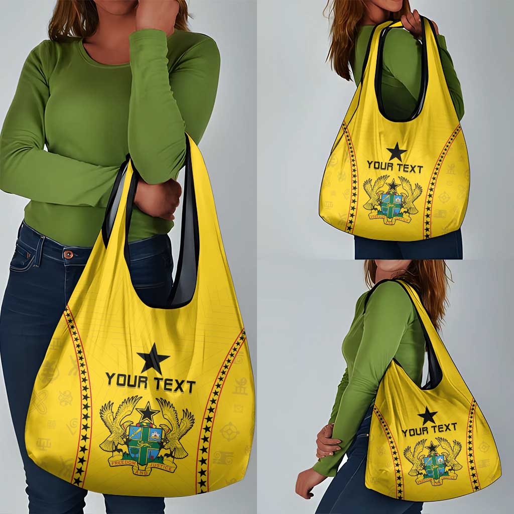 Custom Ghana Football Grocery Bag Mix Adinkra Pattern