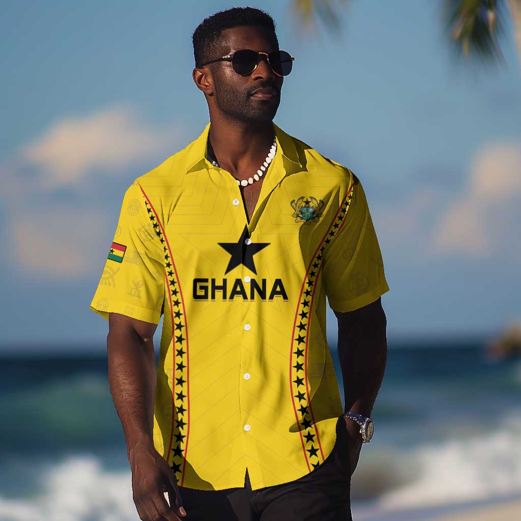 Custom Ghana Football Hawaiian Shirt Mix Adinkra Pattern