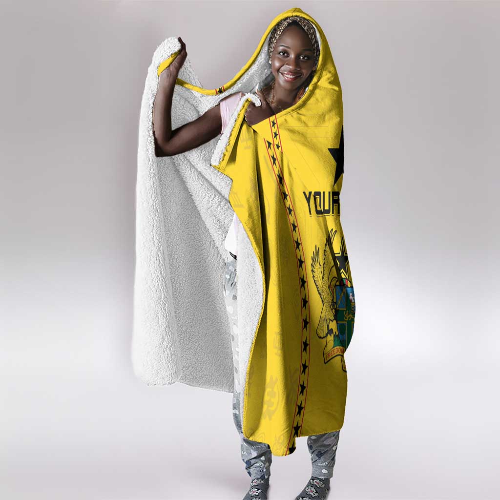 Custom Ghana Football Hooded Blanket Mix Adinkra Pattern