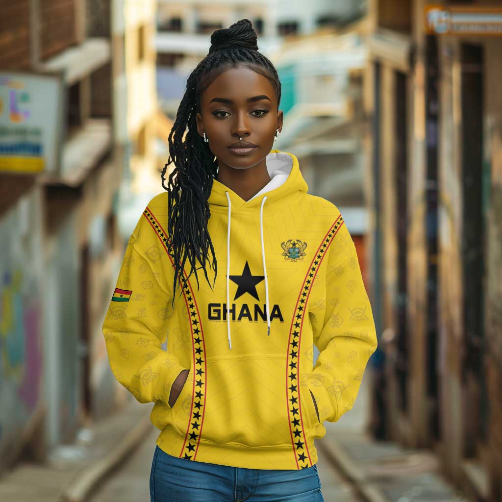 Custom Ghana Football Hoodie Mix Adinkra Pattern