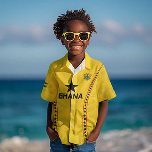 Custom Ghana Football Kid Hawaiian Shirt Mix Adinkra Pattern