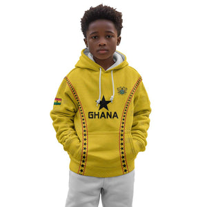Custom Ghana Football Kid Hoodie Mix Adinkra Pattern