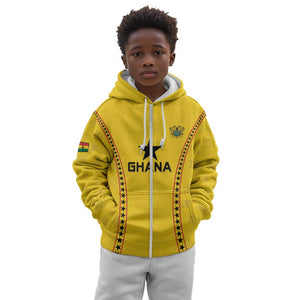 Custom Ghana Football Kid Hoodie Mix Adinkra Pattern