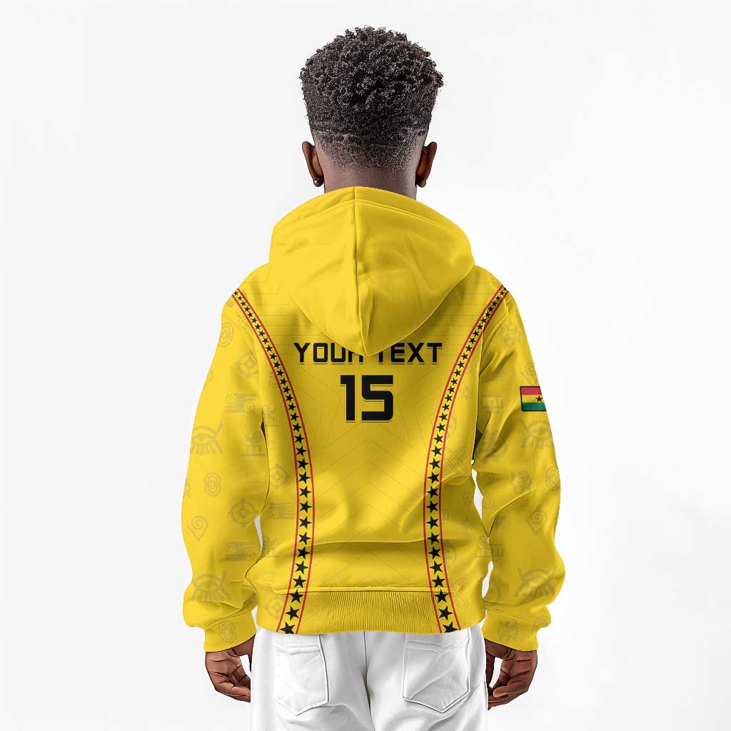 Custom Ghana Football Kid Hoodie Mix Adinkra Pattern