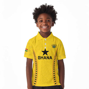 Custom Ghana Football Kid Polo Shirt Mix Adinkra Pattern