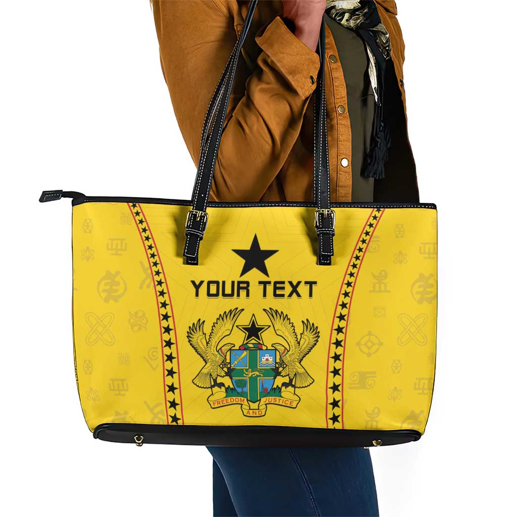 Custom Ghana Football Leather Tote Bag Mix Adinkra Pattern