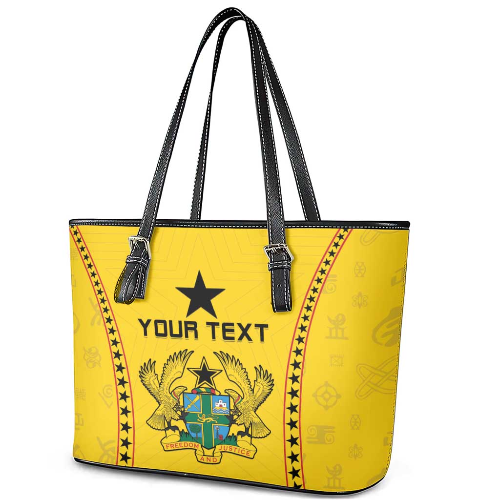 Custom Ghana Football Leather Tote Bag Mix Adinkra Pattern