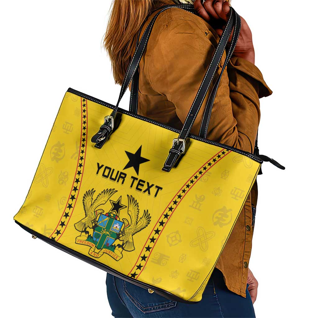 Custom Ghana Football Leather Tote Bag Mix Adinkra Pattern