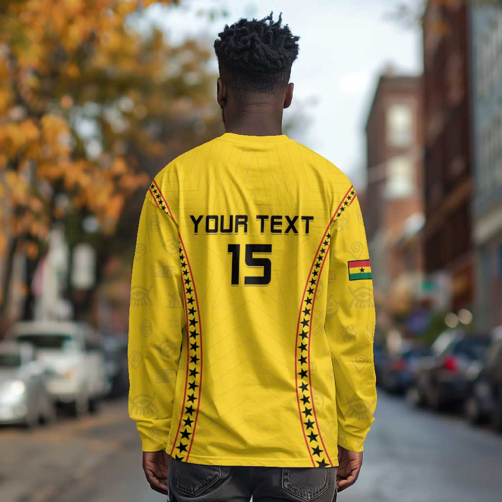 Custom Ghana Football Long Sleeve Shirt Mix Adinkra Pattern